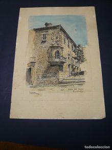 Arte: Casa del Dean Plasencia Cáceres acuarelado